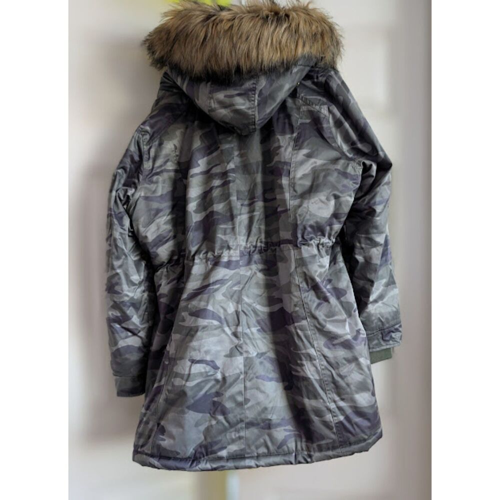 Torrid 1X Camo Twill Faux Fur Trim Parka Hooded Winter Coat - Picture 6 of 8